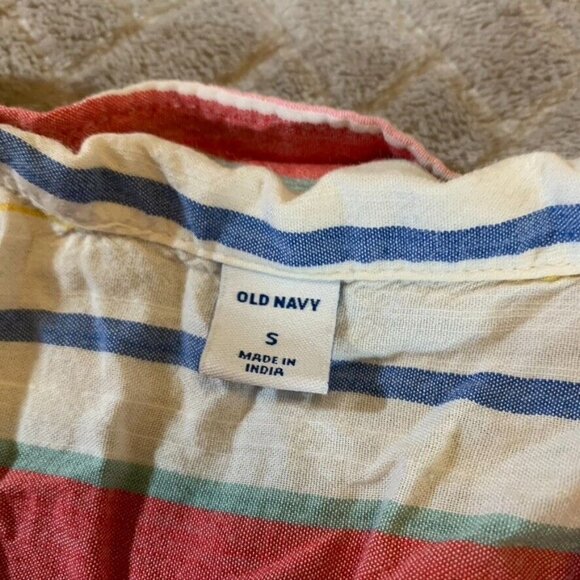 Old Navy Women S Shirt Blouse Casual Button Up Short Sleeve Colorful Lightweight - Picture 2 of 5